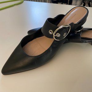 Banana Republic black leather pointed toe mules size 8.5